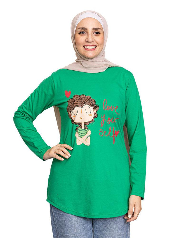 Green Printed Long - Sleeve Design 36 - Khotwh